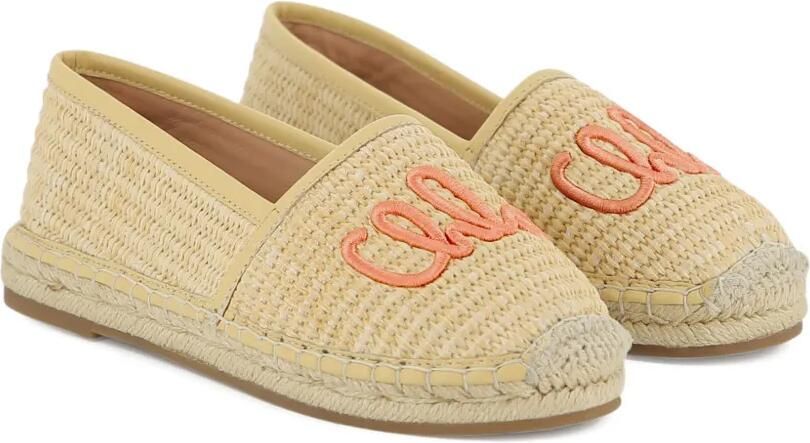 Chloé Kids Espadrilles met geborduurd logo Beige
