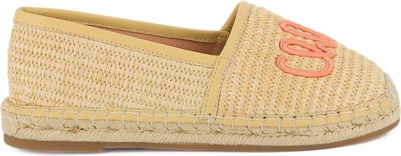 Chloé Kids Espadrilles met geborduurd logo Beige