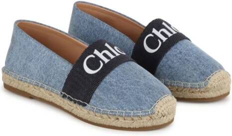 Chloé Kids Espadrilles met logoprint Blauw