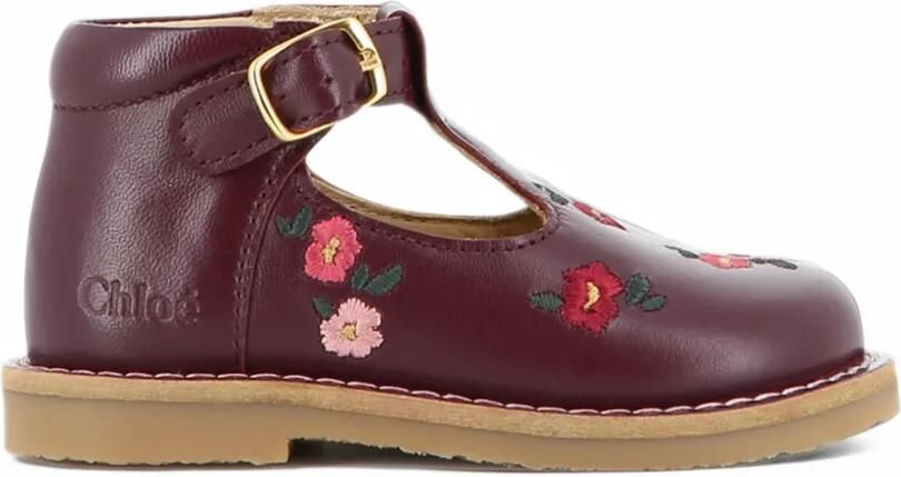 Chloé Kids floral-embroidered leather boots Rood - Foto 4