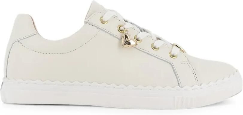 Chloé Kids Gewelfde leren sneakers Beige