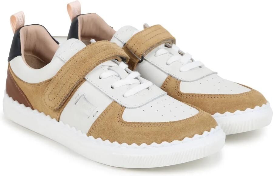 Chloé Kids Lauren leren sneakers Wit