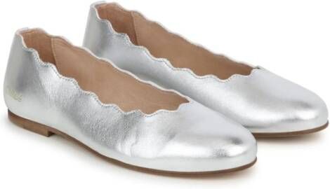 Chloé Kids Leren ballerina's met metallic-effect Grijs