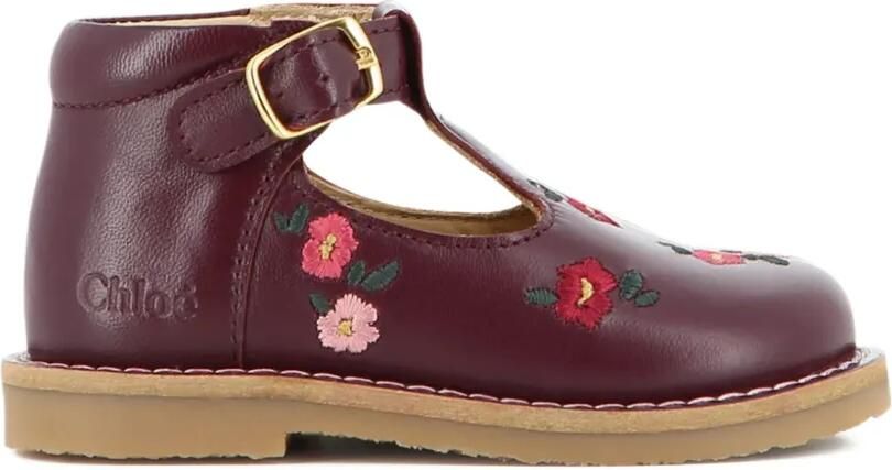 Chloé Kids Leren laarzen met geborduurde bloe Rood - Foto 3