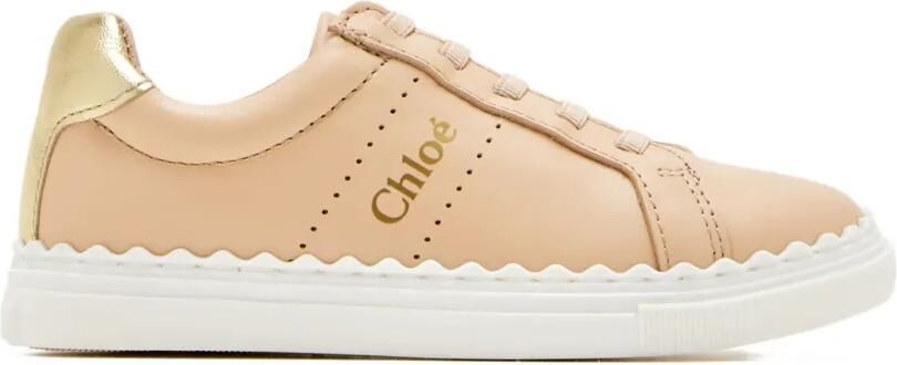 Chloé Kids Leren sneakers met gewelfde afwerking Roze