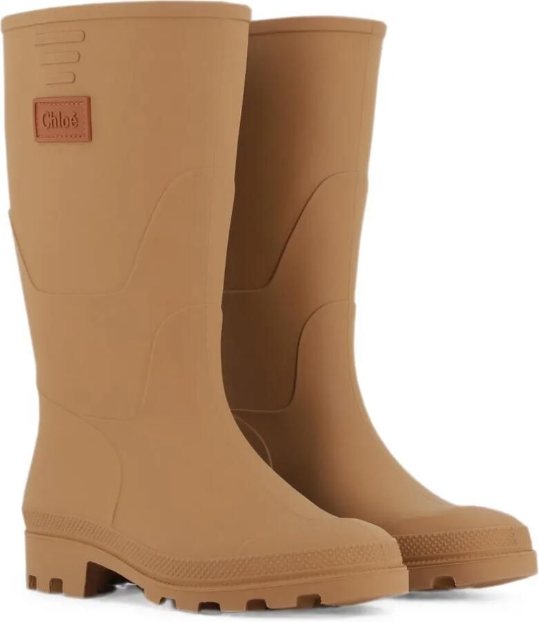 Chloé Kids Regenlaarzen met logopatch Beige