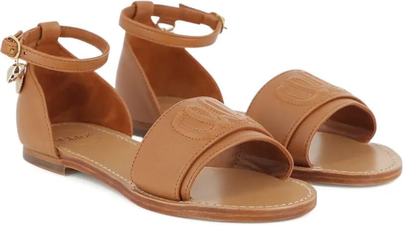 Chloé Kids Sandalen met bandje en logobedel Bruin