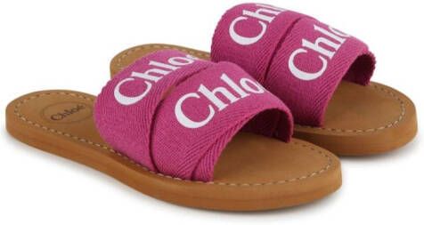 Chloé Kids Sandalen met logobandje Roze