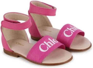 Chloé Kids Sandalen met logoprint Roze