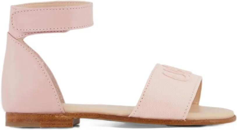 Chloé Kids Sandalen met open neus en geborduurd logo Roze