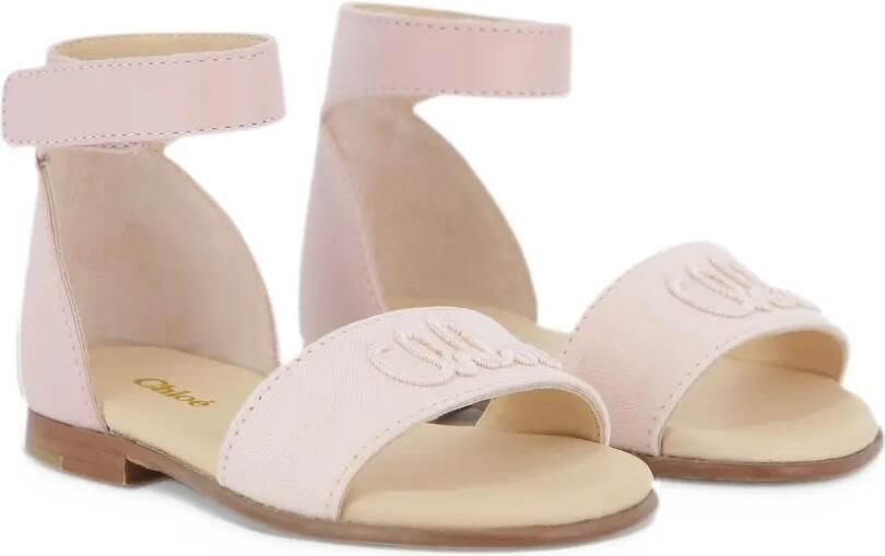 Chloé Kids Sandalen met open neus en geborduurd logo Roze - Foto 3