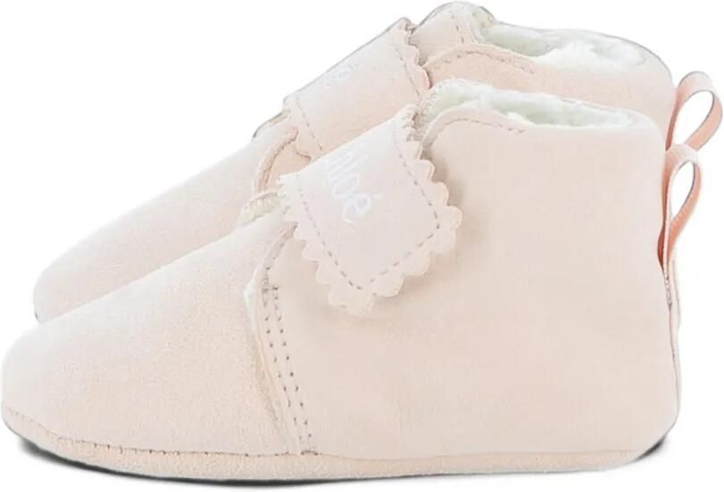 Chloé Kids scalloped-edge touch-strap pre-walkers Beige - Foto 3