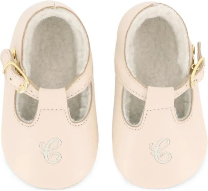 Chloé Kids Slippers met geborduurde gesp Beige - Foto 3