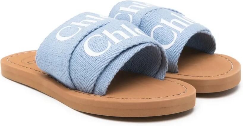 Chloé Kids Slippers met logoprint Blauw