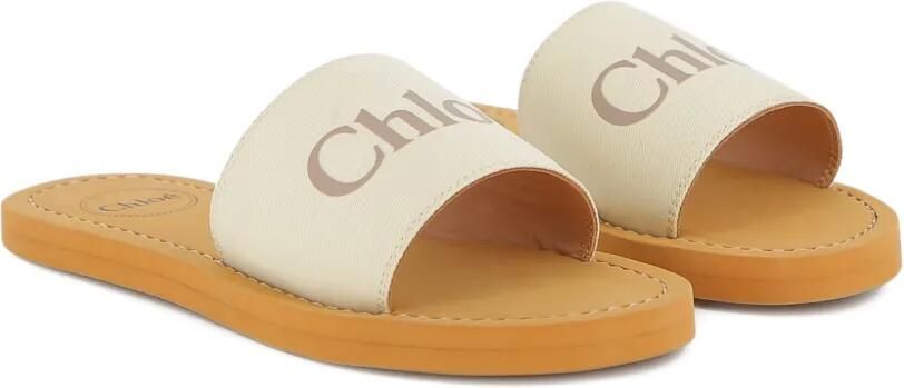 Chloé Kids Woody sandalen met logoband Beige