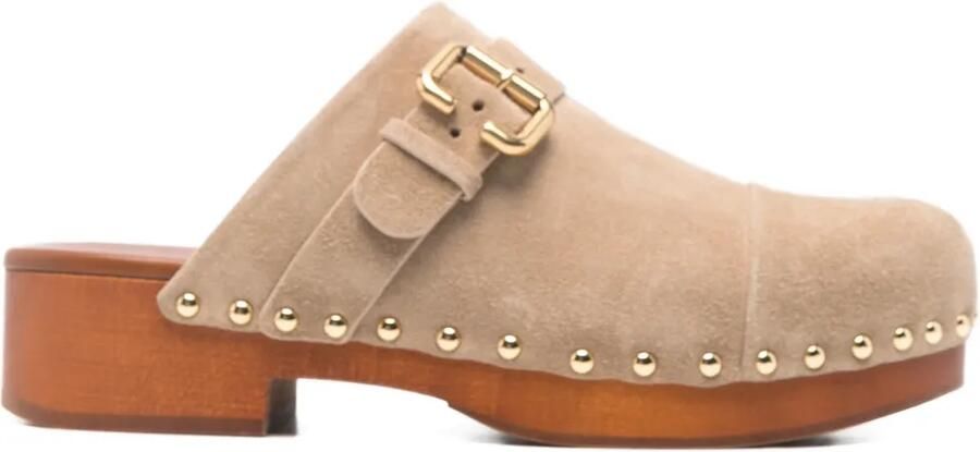 Chloé Klompen met gespsluiting en studs Beige