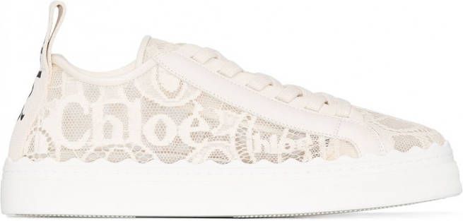 Chloé Lauren sneakers met kant Beige