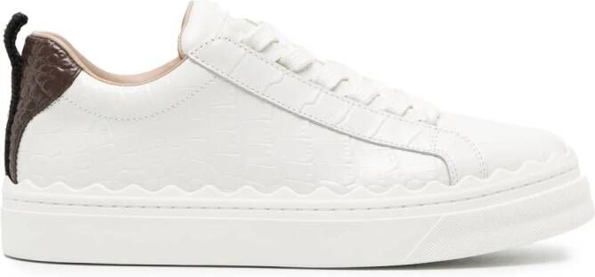 Chloé Lauren sneakers met krokodillen-reliëf Wit