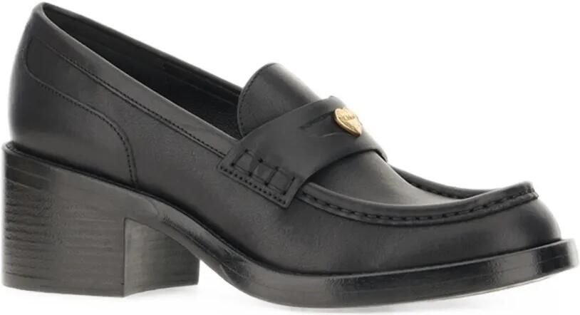 Chloé Leren loafers met blokhak Zwart