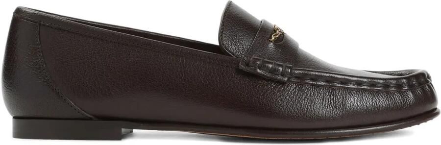Chloé Leren loafers met logo Bruin