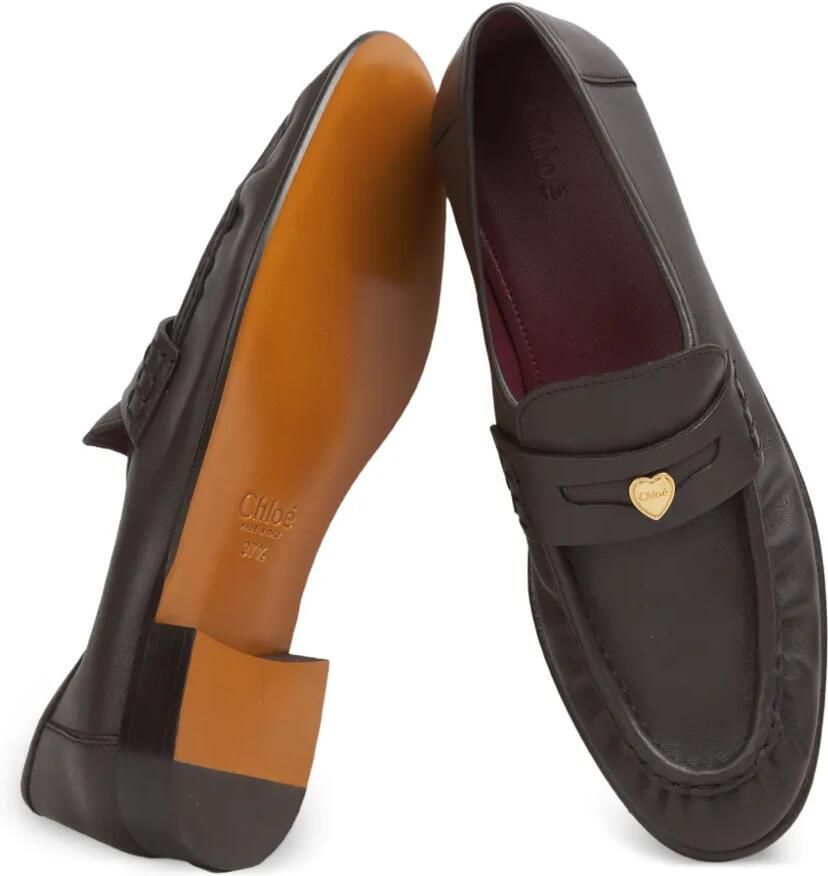 Chloé Letti leren loafers met hartpatroon Bruin - Foto 2