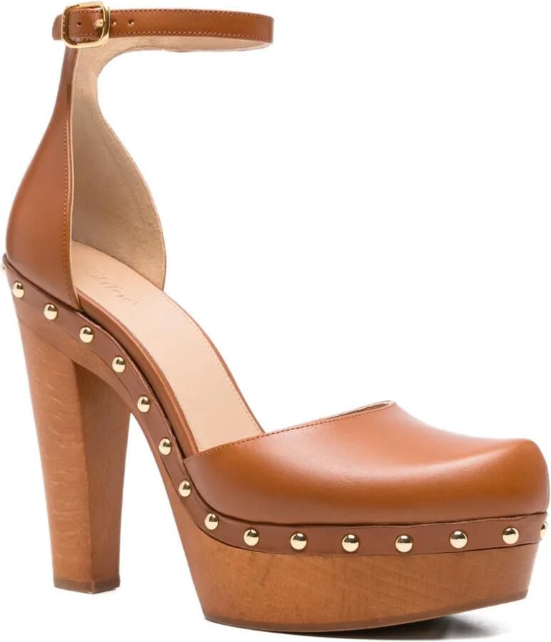 Chloé Lola pumps met studs en hak Bruin - Foto 2