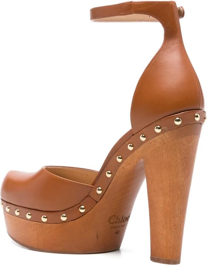 Chloé Lola pumps met studs en hak Bruin - Foto 3