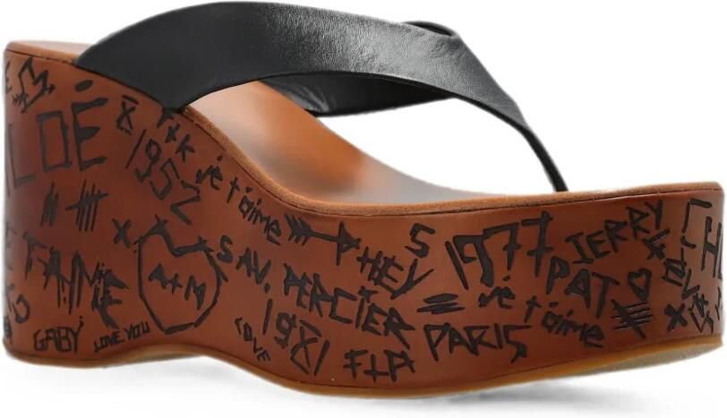 Chloé Maxime sandalen met graffiti-print en sleehak Zwart