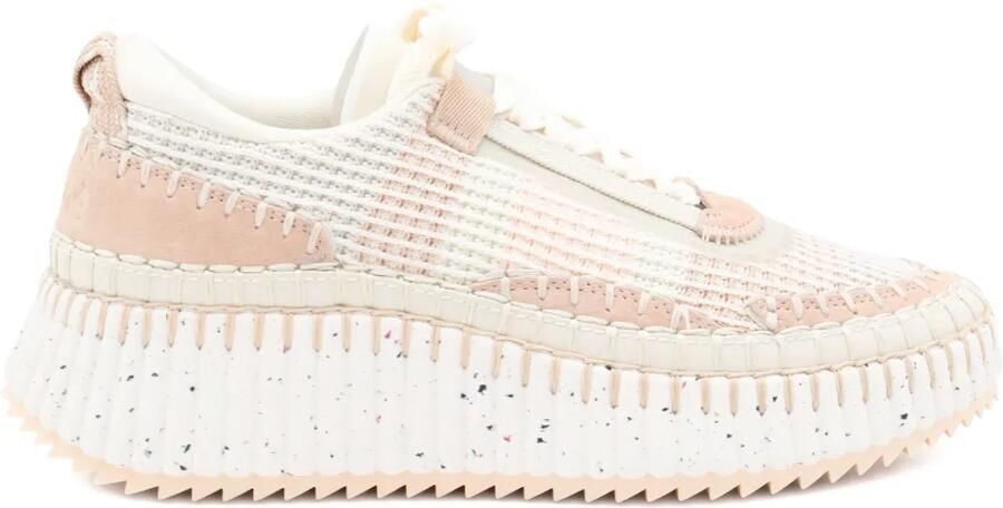 Chloé Nama gebreide sneakers met plateauzool Beige