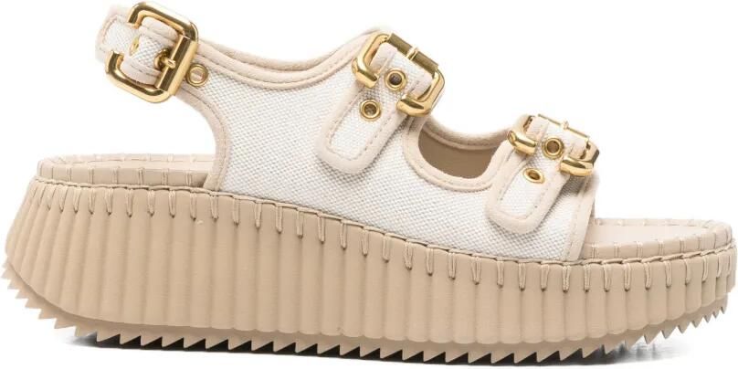 Chloé Nama sandalen met plateauzool en gesp Beige