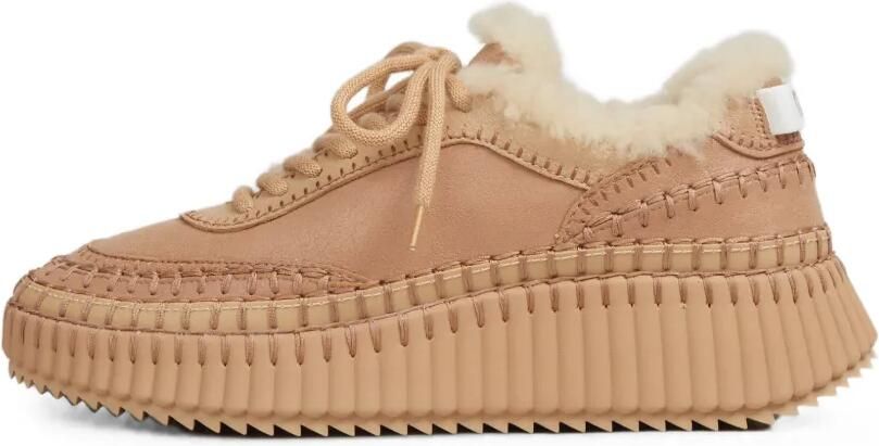 Chloé Nama sneakers met lammy afwerking Bruin