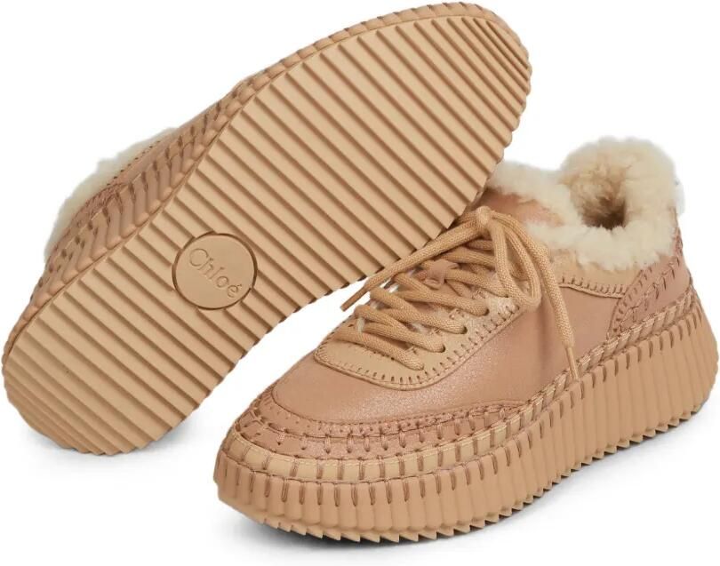 Chloé Nama sneakers met lammy afwerking Bruin - Foto 2