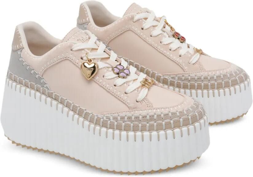 Chloé Nama sneakers met plateauzool Beige - Foto 4