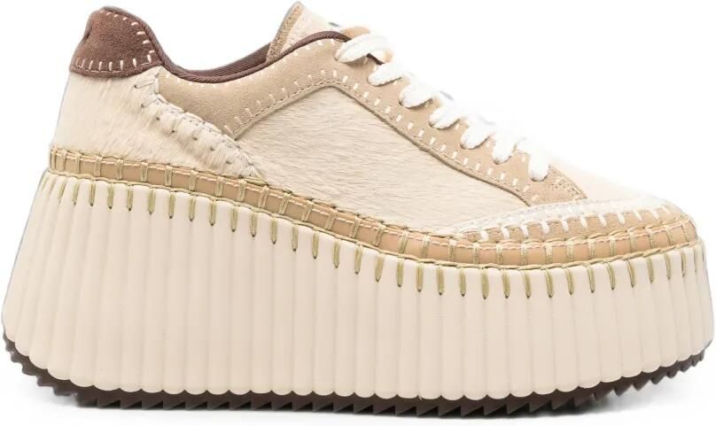 Chloé Nama sneakers met plateauzool Beige