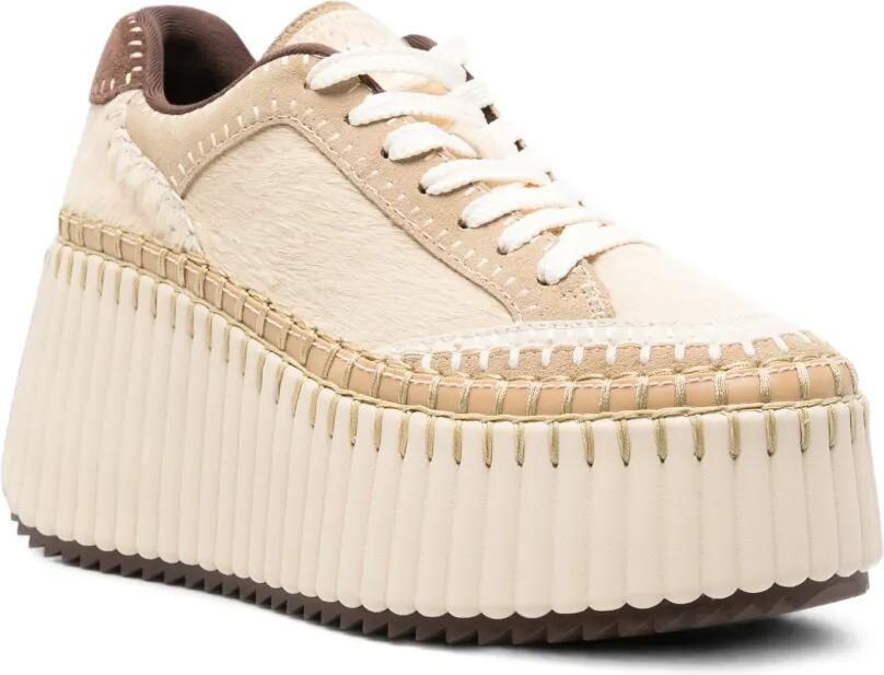 Chloé Nama sneakers met plateauzool Beige - Foto 2
