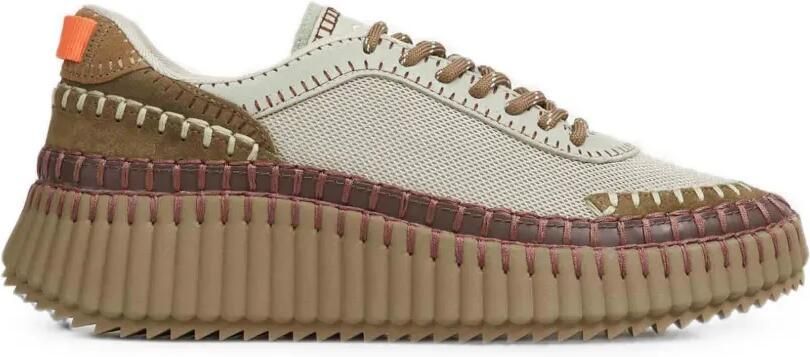 Chloé Nama sneakers met plooien en stikselafwerking Beige