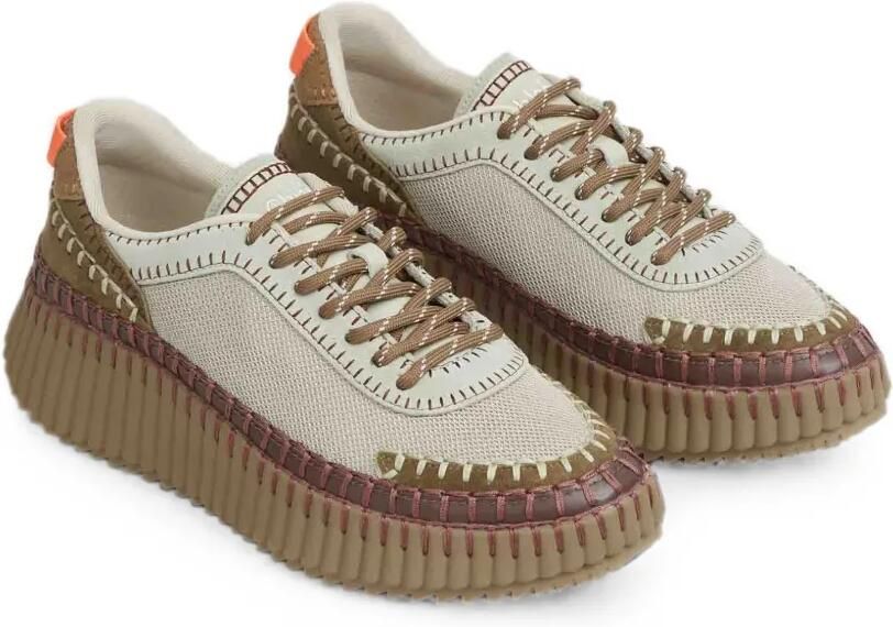 Chloé Nama sneakers met plooien en stikselafwerking Beige - Foto 4