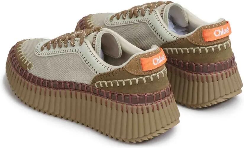 Chloé Nama sneakers met plooien en stikselafwerking Beige - Foto 5