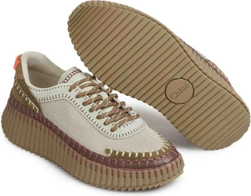 Chloé Nama sneakers met plooien en stikselafwerking Beige - Foto 3
