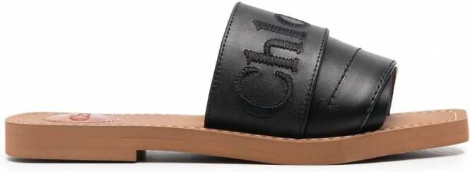 Chloé Sandalen met geborduurd logo Zwart