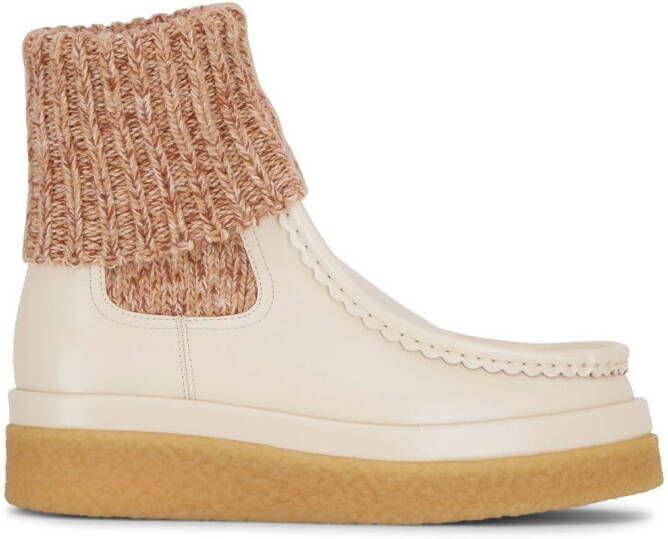 Chloé Leren laarzen Beige