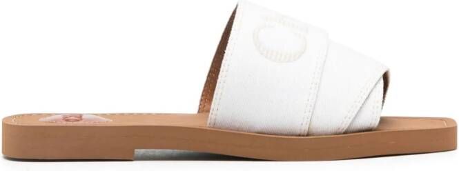 Chloé Woody slippers met geborduurd logo Wit