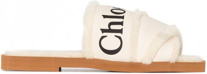 Chloé Woody sandalen met logoband Wit