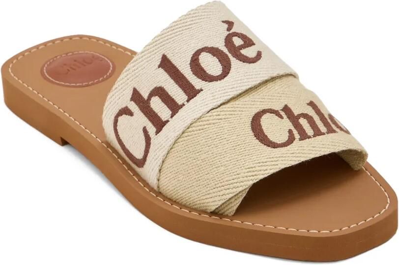 Chloé Woody sandalen met geborduurd logo Beige - Foto 4