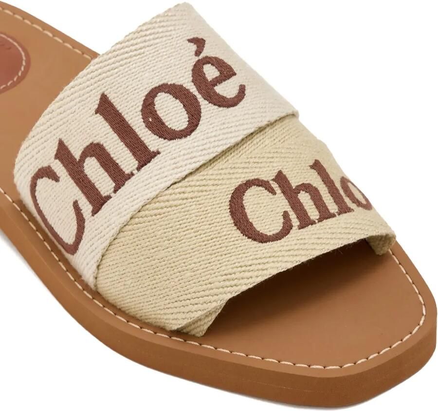 Chloé Woody sandalen met geborduurd logo Beige - Foto 2