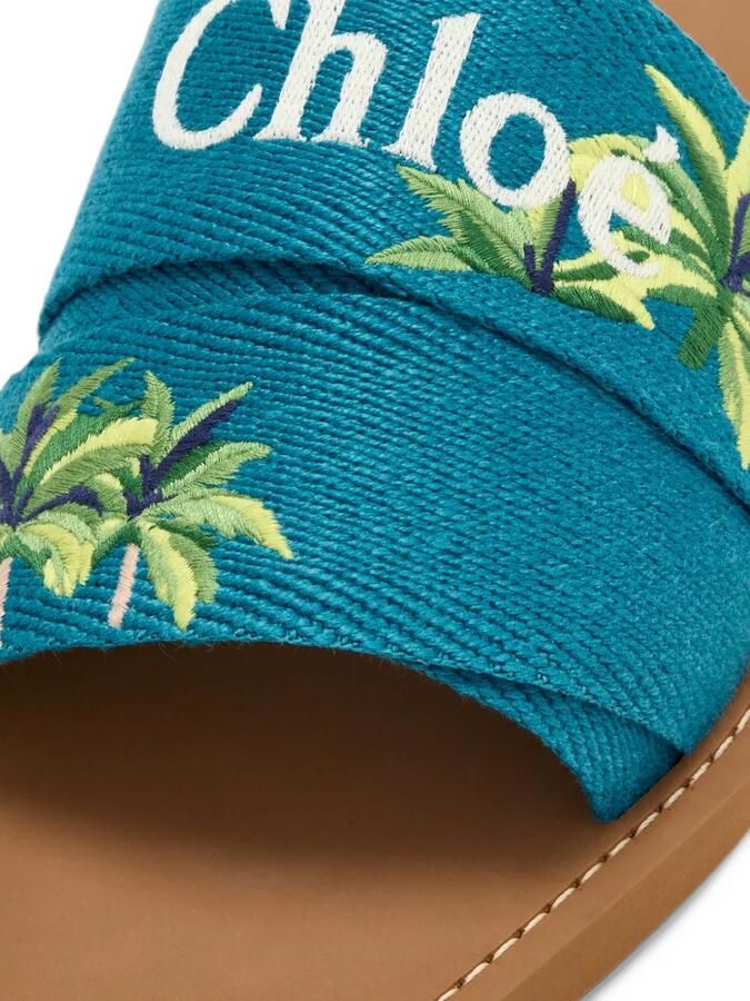 Chloé Woody sandalen met geborduurd logo Blauw - Foto 2