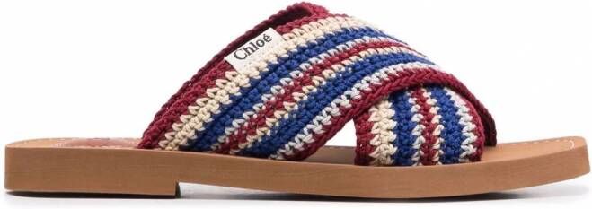 Chloé Woody slippers met gekruiste bandjes Blauw