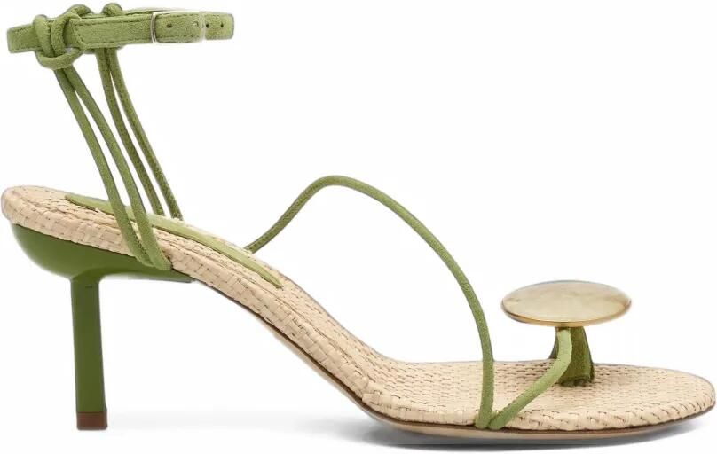 Christopher Esber Doma raffia sandalen verfraaid met stenen Groen