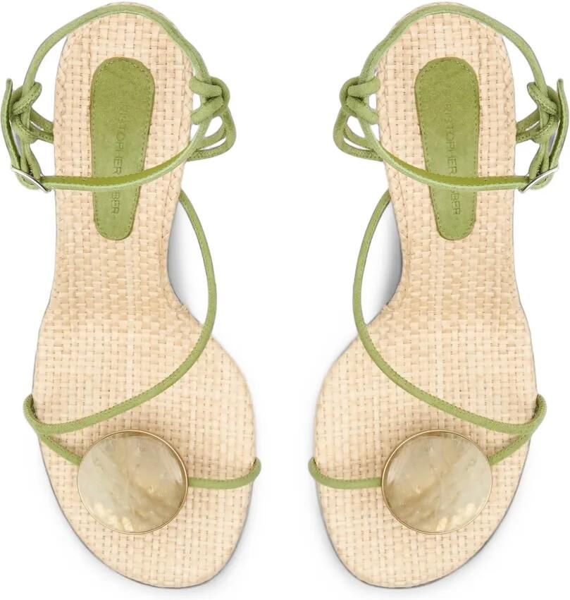 Christopher Esber Doma raffia sandalen verfraaid met stenen Groen - Foto 3