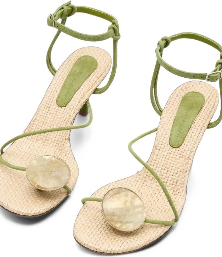 Christopher Esber Doma raffia sandalen verfraaid met stenen Groen - Foto 2